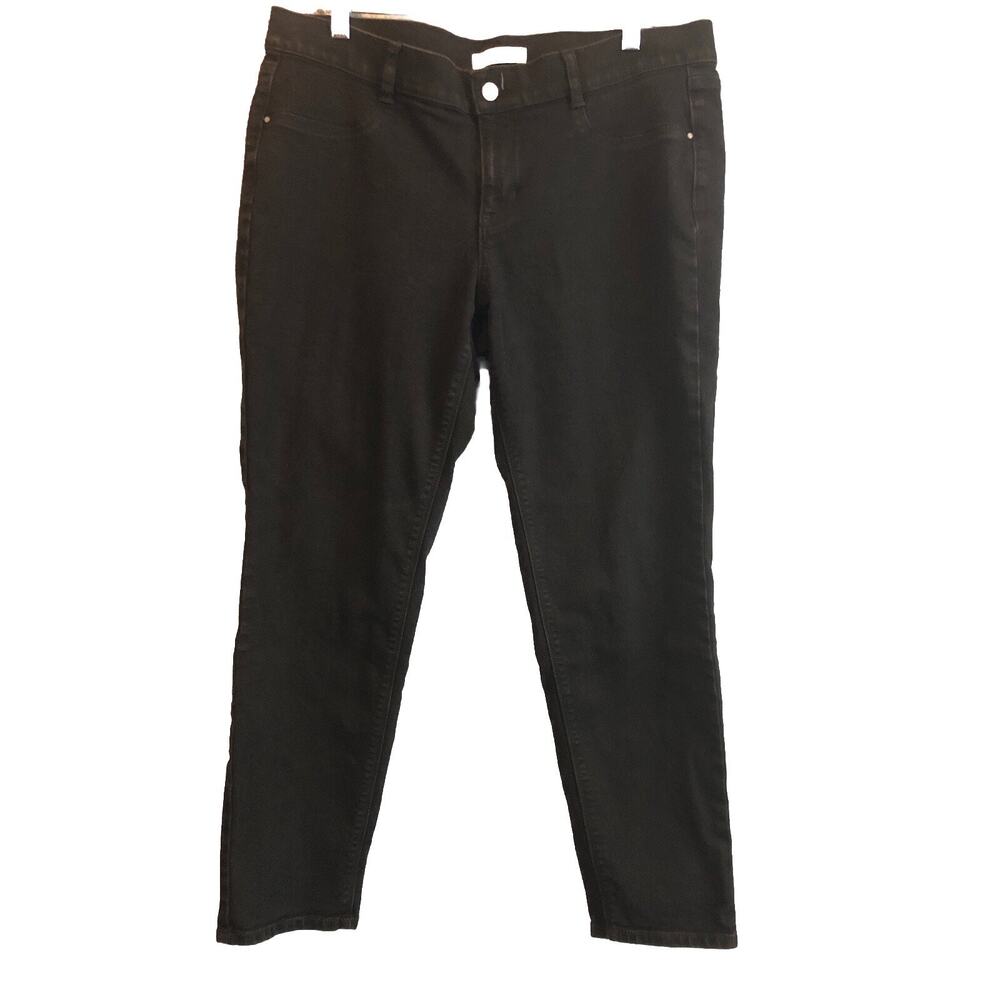White House Black Market Womens Jeans XL Black Tapered Leg‎ Back Pockets Pants
